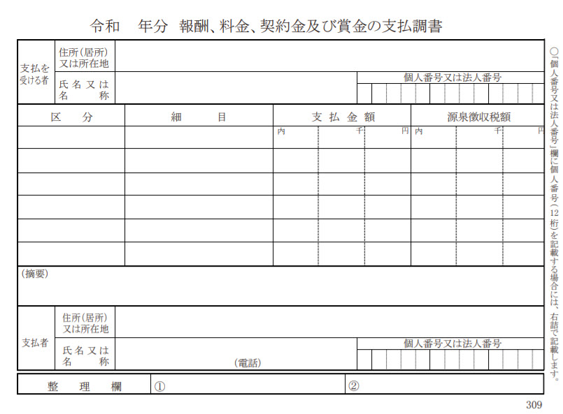 報酬、料金、契約金及び賞金の支払調書